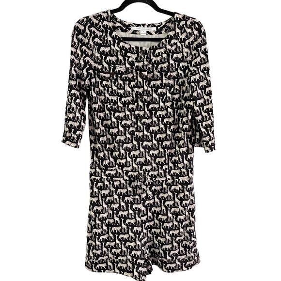 Diane Von Furstenburg Opal Jungle Animal Print Silk Button Front Romper Size 6 - Picture 3 of 12